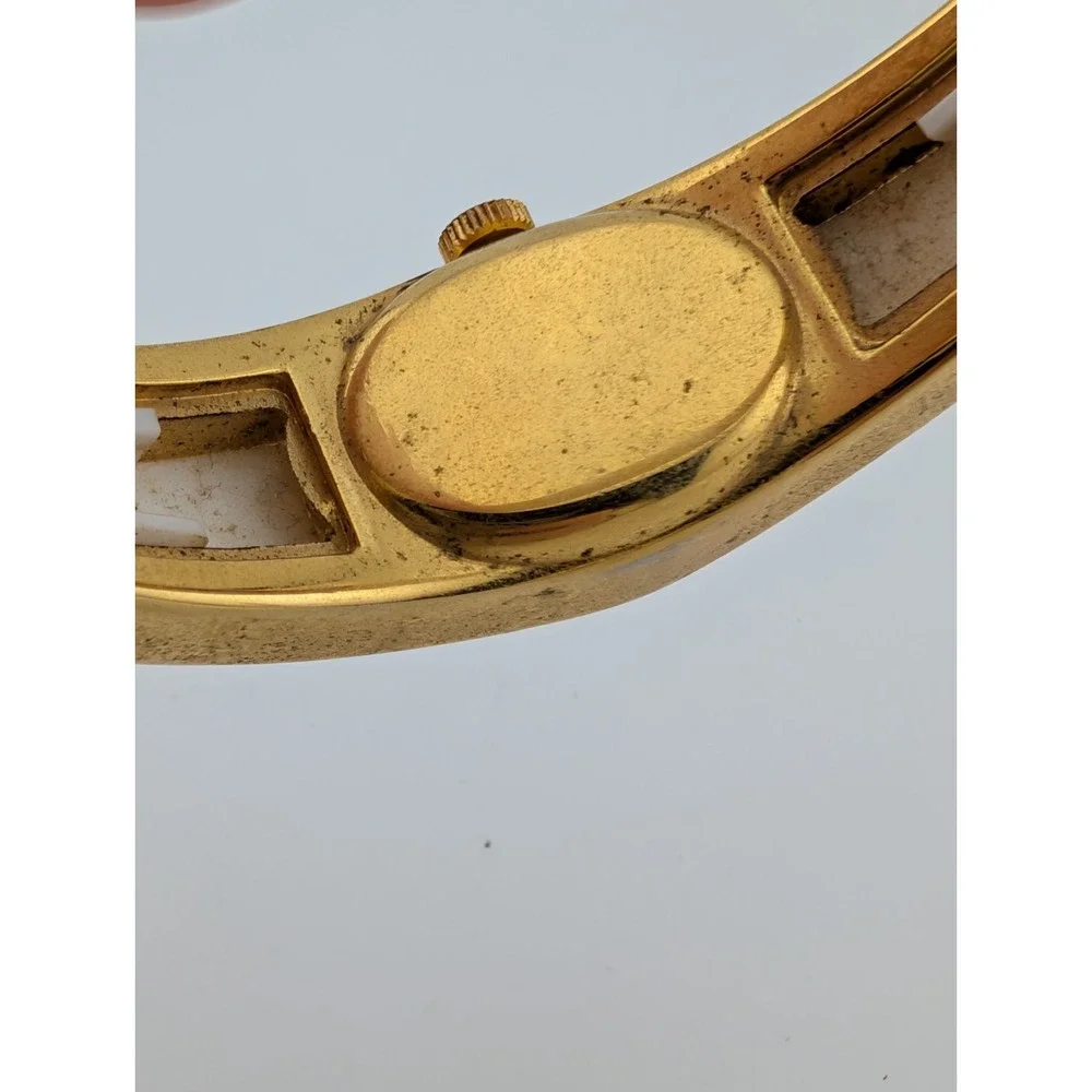 Vintage Lucerne Mechanical Watch Women 19mm Case White/Gold Bangle Band- Working